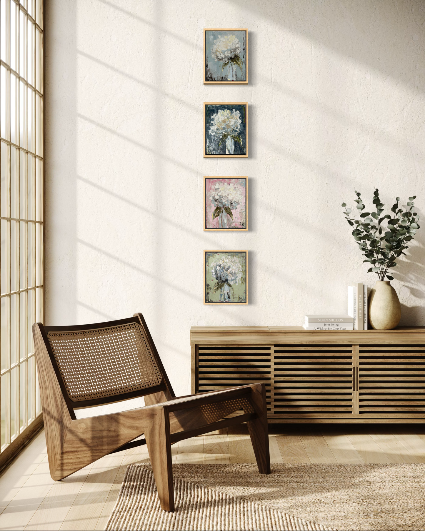 White Hydrangea Gallery Wall Options- 3 paintings