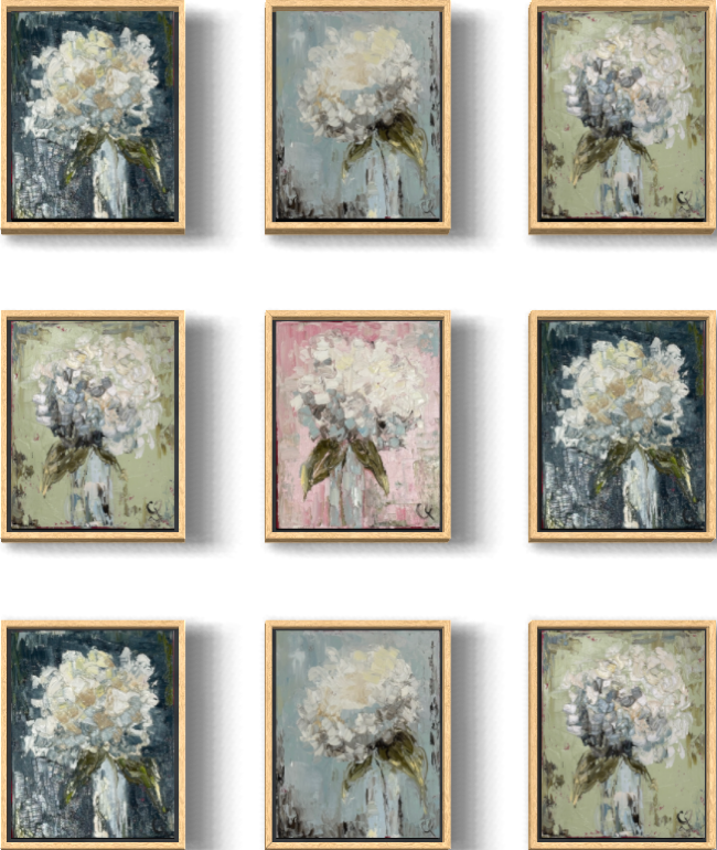 White Hydrangea Gallery Wall Options -2 paintings