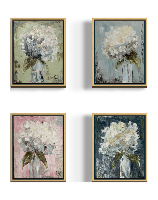 White Hydrangea Gallery Wall Options- 4 paintings